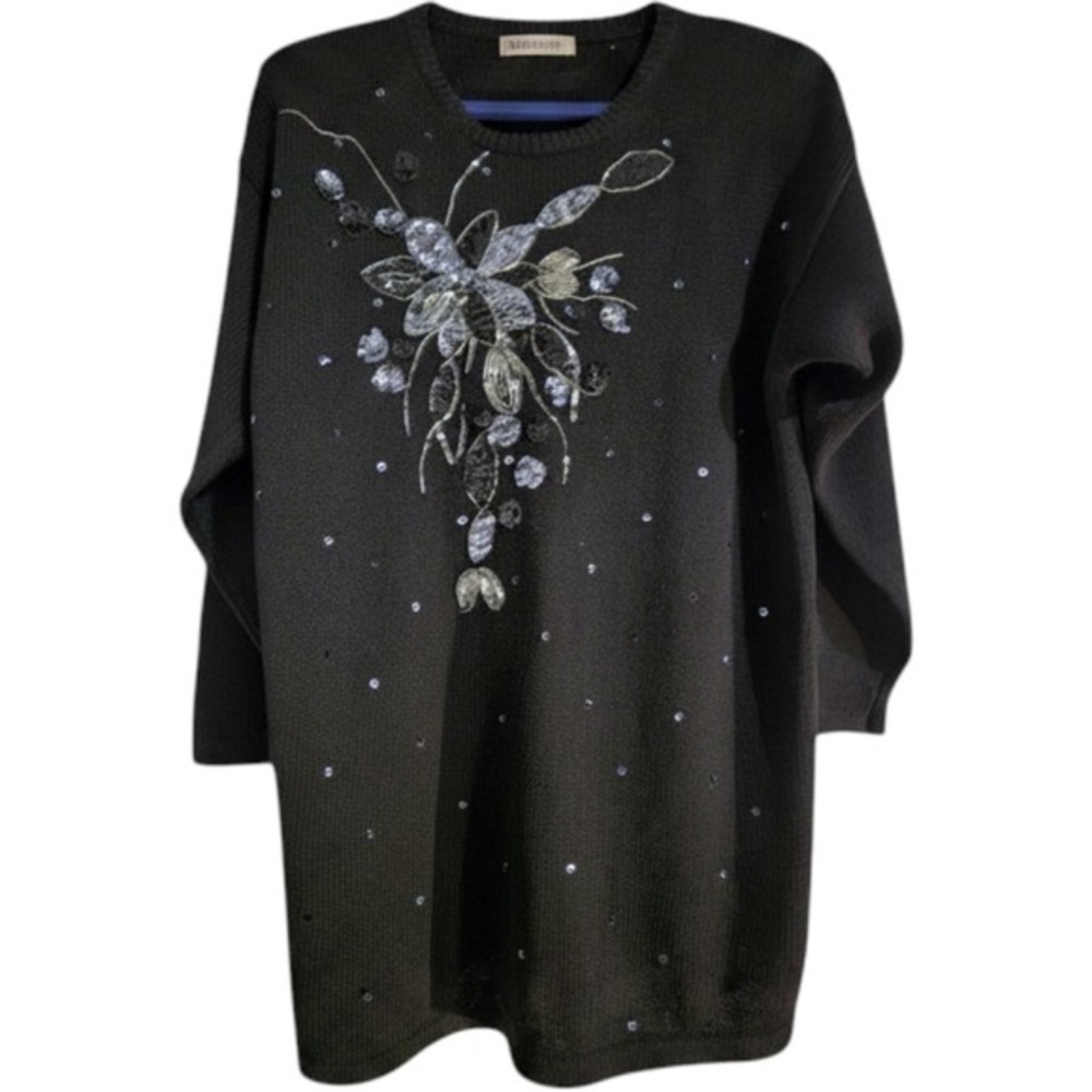 Colleens Collectibles Black Embellished Beaded Sequin‎ Sweater Women's Medium